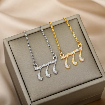 Zircon Angel Number Necklaces 111 222 333 444 555 666 777 888 999 Stainless Steel Necklace For Women Devil Choker Trend Jewelry