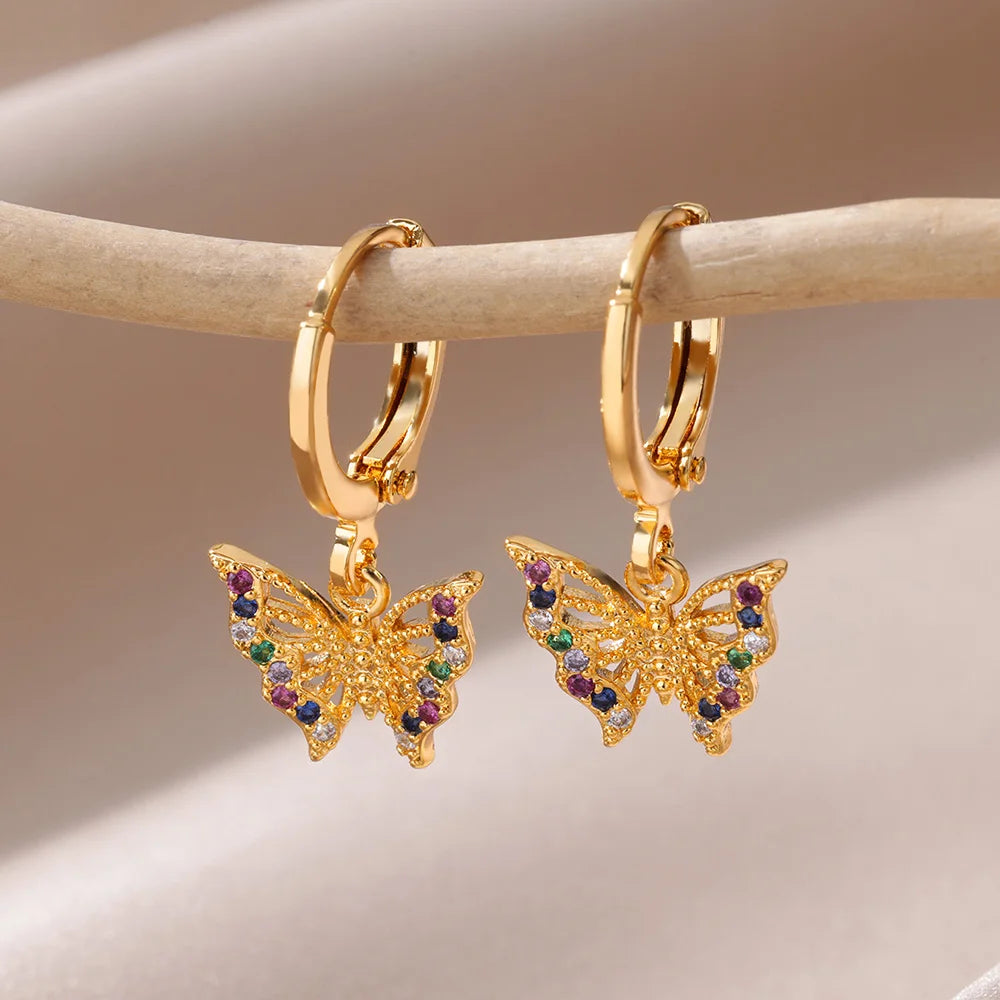 Fashion Punk Evil Eye Hoop Earrings for Women Gold Color Stainelss Steel Zircon Turkish Eye Fatima Hand Drop Earring Jewelry