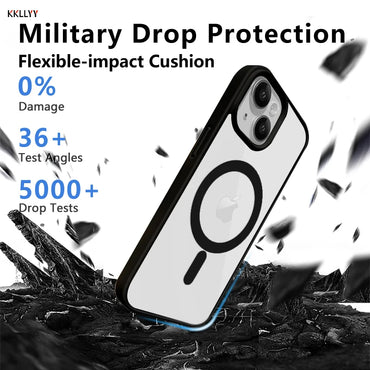 Magnetic Transparent Phone Case - Silicone Soft Edge + Acrylic Hard Back - Full Protection for iPhone 16/15/14/13/12/11 Pro Max