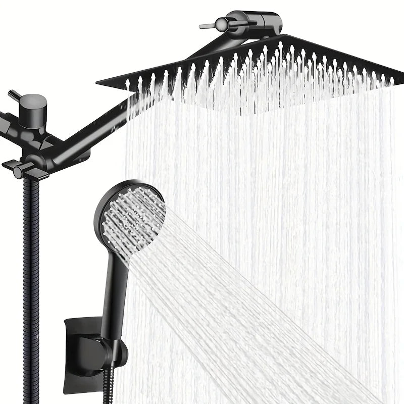 Bathroom chrome plated concealed stainless steel pressurized shower shower set with extended lever arm, toilet top spray shower