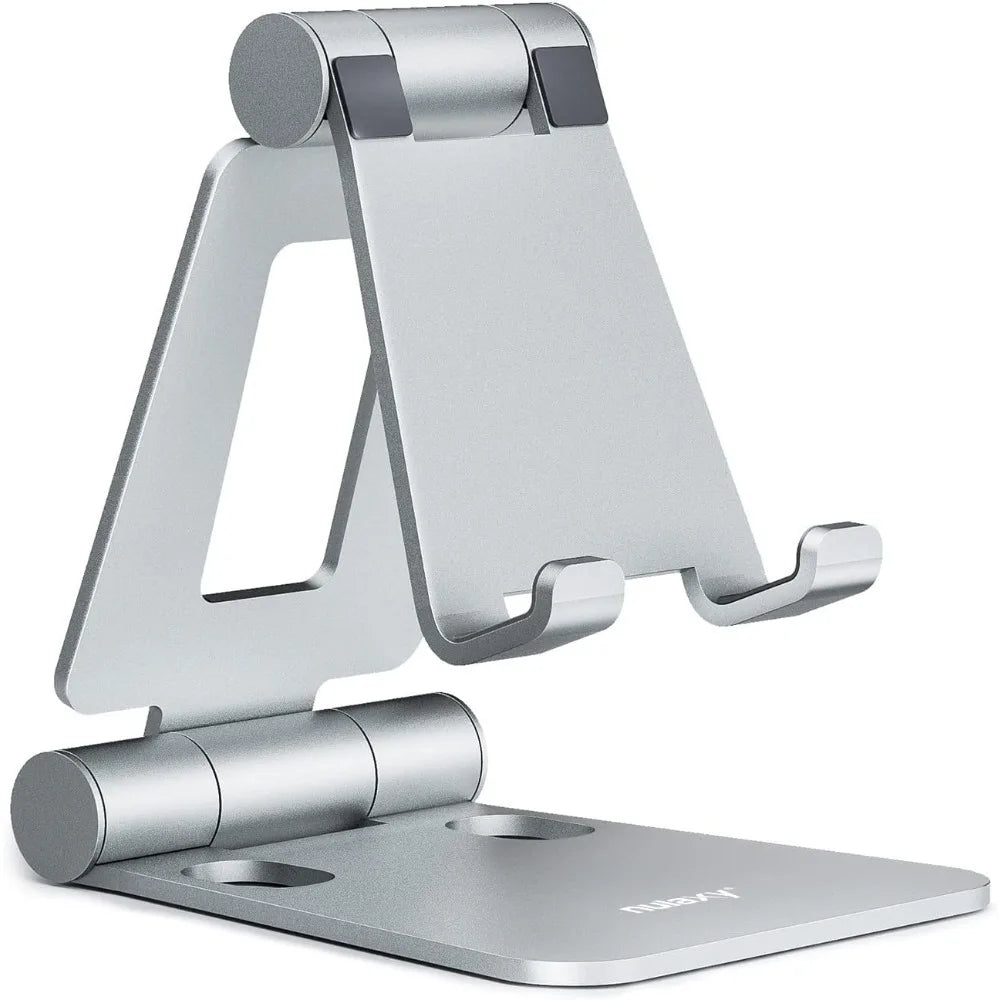 Dual Folding Cell Phone Stand, Fully Adjustable Foldable Desktop Phone Holder Cradle Dock Compatible with Phone 16 15 14 13 12