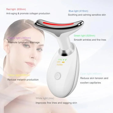 Face and Neck Massager Tools Portable Facial Beauty Device Facial Massager with 7 Color LED Lights for Skin Care