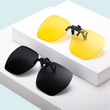 KLASSNUM Polarized Sunglasses Clip Men's Flip Up Clip on Glasses Square Frame Pilot Sun Glasses Women Driving Glasses Shades 1Pc