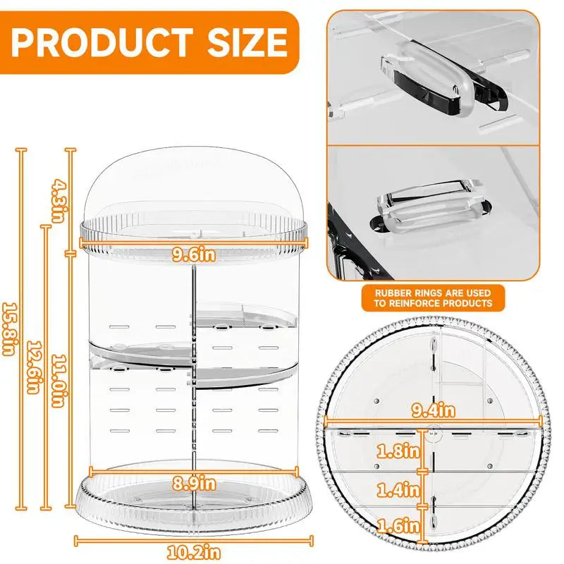 Rotating Makeup Organizer 6 Layers Acrylic Transparent Skincare Organizer 360 Degree Rotatable Make up Holder Large Capacity