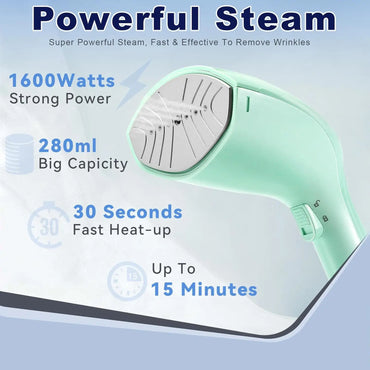 Clothes Steamer, Portable Hand held Garment Steamer Iron 1600W 280ml Water Tank for Curtains,Beddings,Cowboy hats Wedding Dress