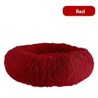 Donut Dog Bed Warm Soft Long Plush Pet bed For Samll Large Dog House Cat Calming Beds Washable Winter Kennel Sofa Cushion Mat