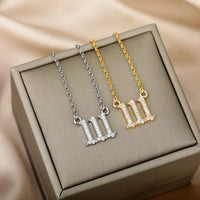 Zircon Angel Number Necklaces 111 222 333 444 555 666 777 888 999 Stainless Steel Necklace For Women Devil Choker Trend Jewelry