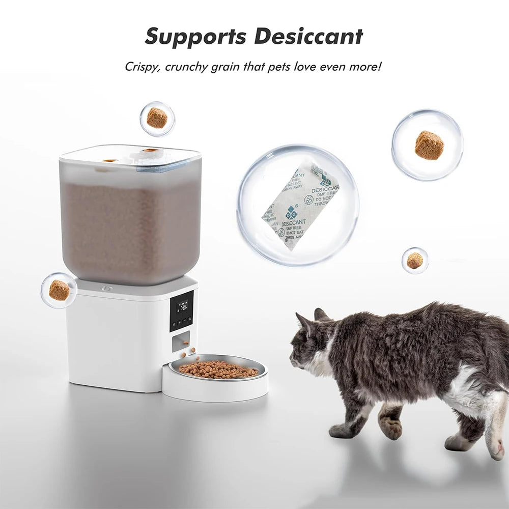 Furpipi Automatic Cat Feeders with Key Contol SUS ABS 8L Large Capacity Pet Smart Feeder Automatic Cat Dog Food Dispenser