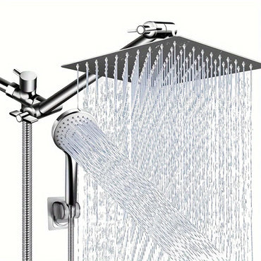 Bathroom chrome plated concealed stainless steel pressurized shower shower set with extended lever arm, toilet top spray shower
