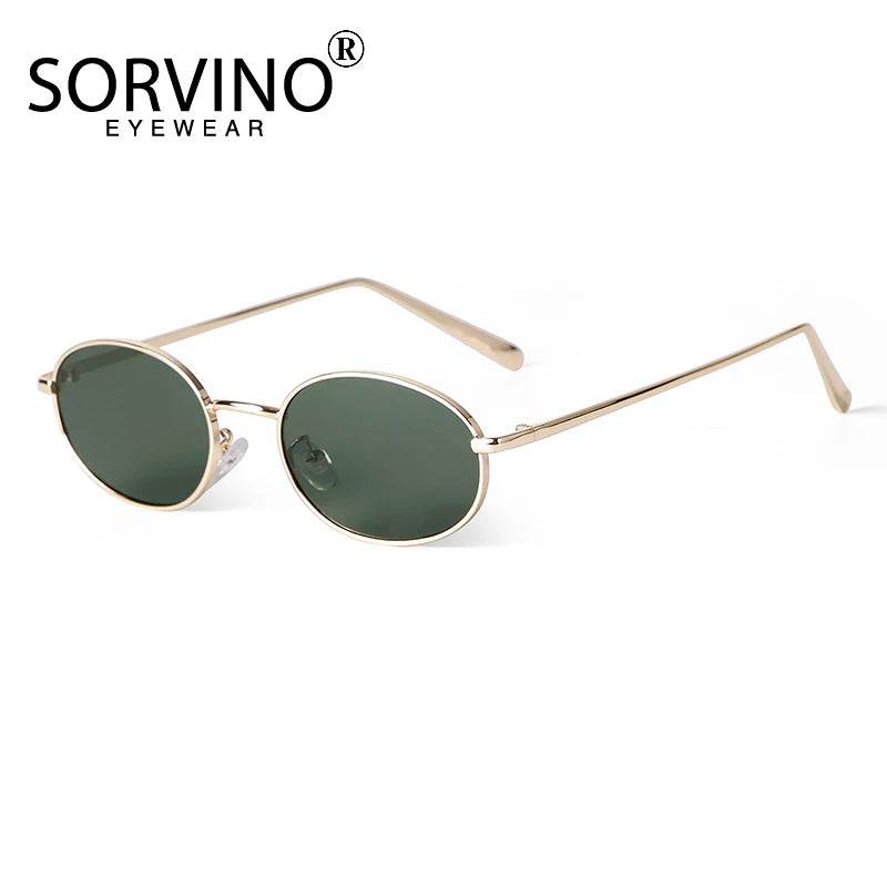 SORVINO Retro Small Oval Sunglasses Vintage for Men and Women Fashion Designer Unisex Sun Glasses 90s Street Style Eyeglasses