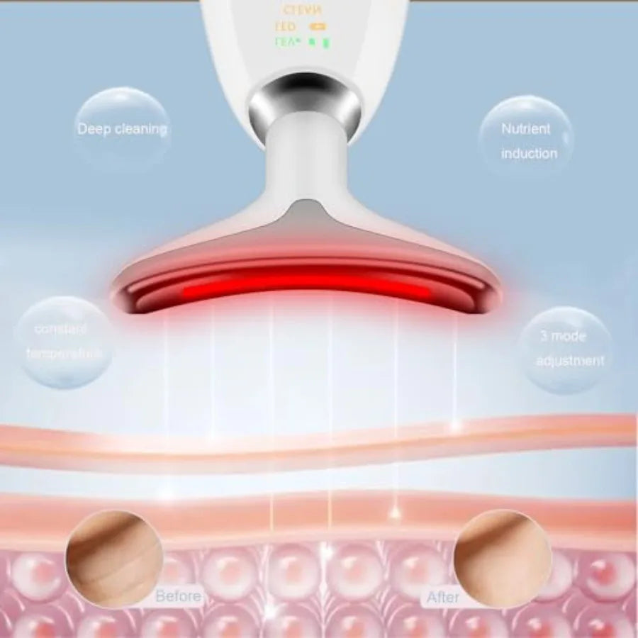 Face and Neck Massager Tools Portable Facial Beauty Device Facial Massager with 7 Color LED Lights for Skin Care