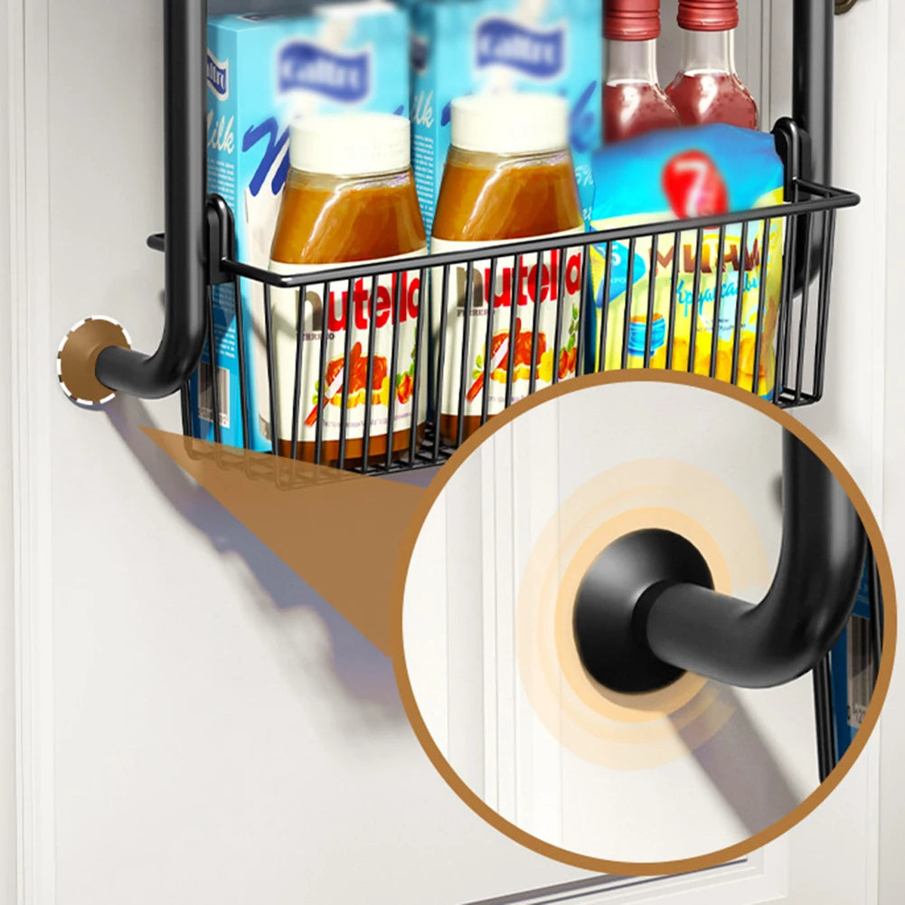 Over The Door Organizer, Metal Behind Door Hanging Storage Organizer Shelf With Adjustable Basket, Door Hanging Organizer