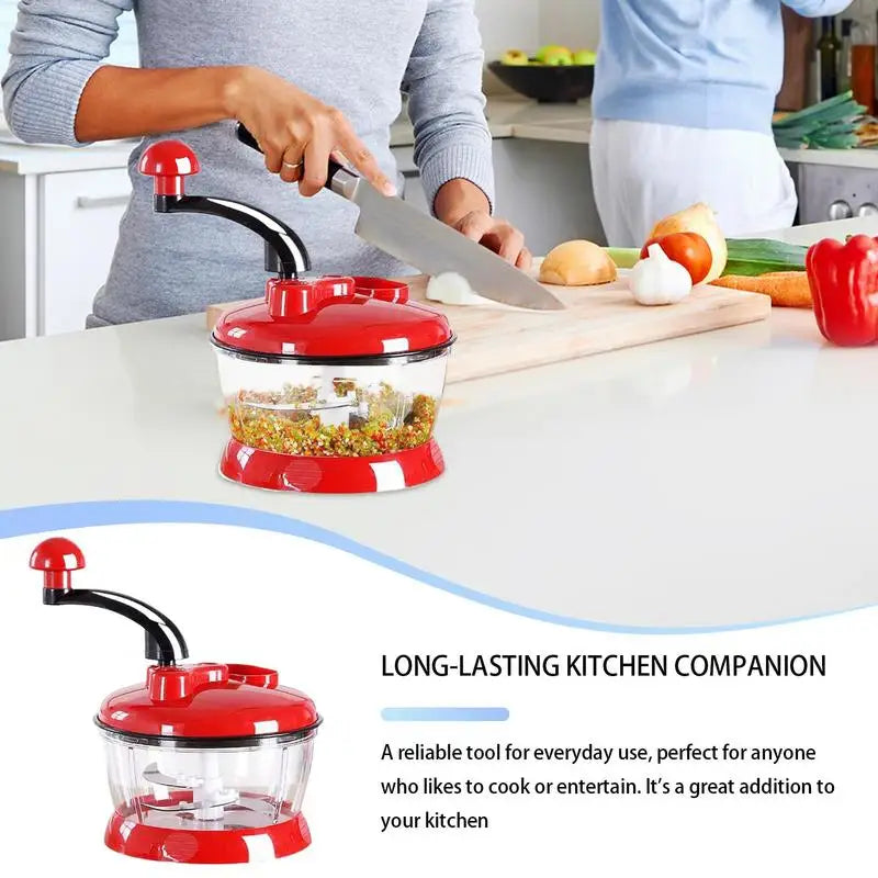 Manual Hand Chopper Large Capacity Vegetable Salad Chopper Portable Sturdy Onion Cutter Garlic Press Crusher for Kitchen Cooking
