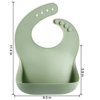Set of 3 Silicone Baby Bibs Waterproof, Soft, Unisex, 10-72 Months (Brown/Blue/Green)