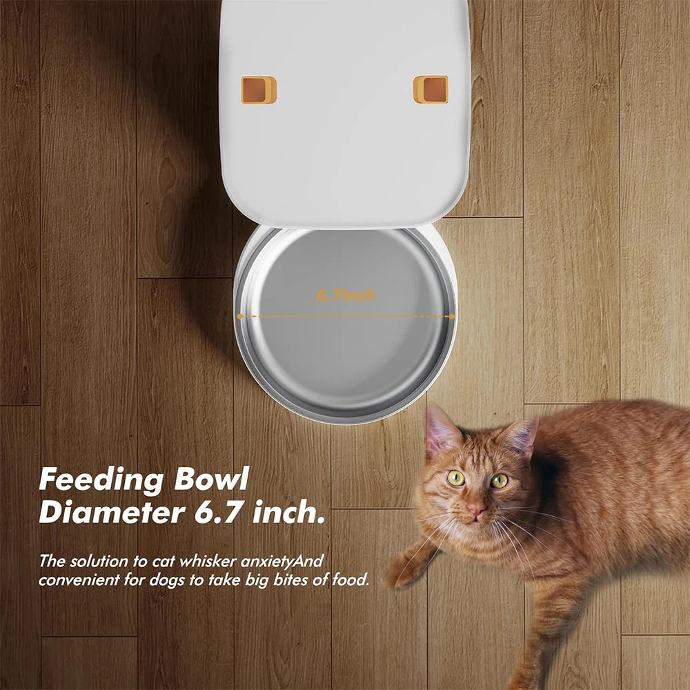 Furpipi Automatic Cat Feeders with Key Contol SUS ABS 8L Large Capacity Pet Smart Feeder Automatic Cat Dog Food Dispenser