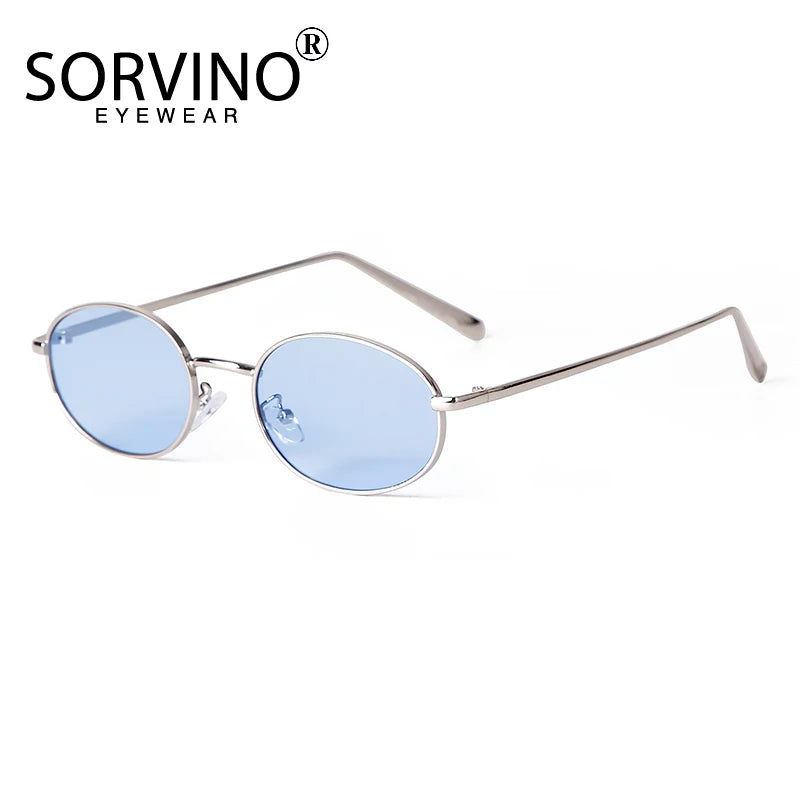 SORVINO Retro Small Oval Sunglasses Vintage for Men and Women Fashion Designer Unisex Sun Glasses 90s Street Style Eyeglasses