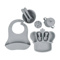 9Pcs Silicone Baby Feeding Set Suction Bowl Divided Plate Bibs Fruit Feeder Spoons Forks Sippy Cup Utensil Sets BPA-Free Tablewa