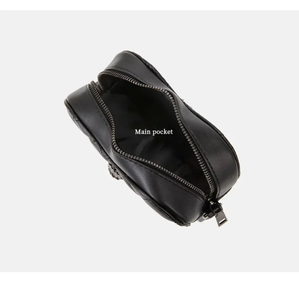 2024 Women's Heart-Shaped Herringbone Crossbody Bag with Eagle and Bird Head Shoulder Bag Chain Purse