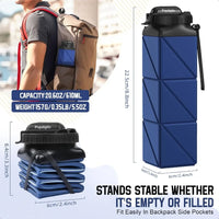 2pcs Collapsible Water Bottles 20.6oz Foldable Water Bottle BPA Free Reusable Lightweight LeakProof Travel Silicone Water Bottl