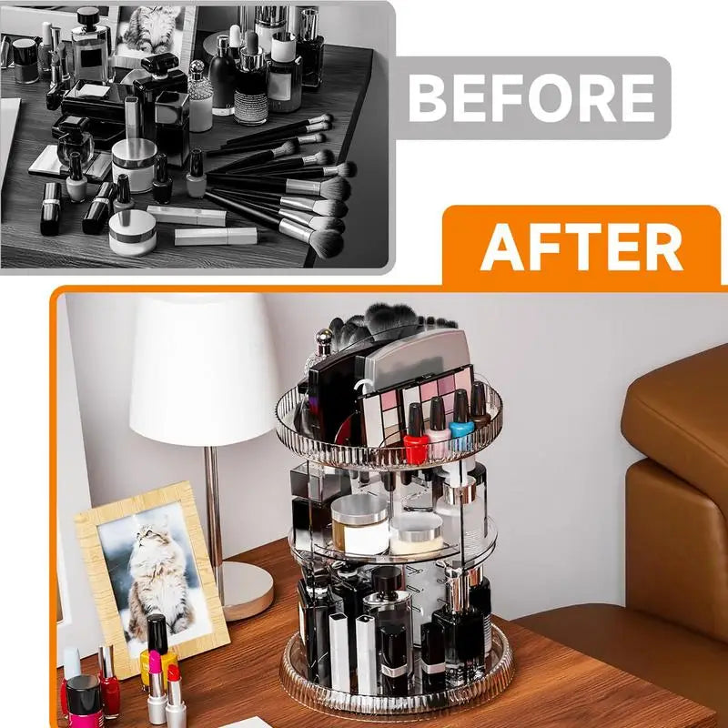 Rotating Makeup Organizer 6 Layers Acrylic Transparent Skincare Organizer 360 Degree Rotatable Make up Holder Large Capacity