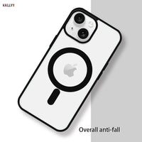 Magnetic Transparent Phone Case - Silicone Soft Edge + Acrylic Hard Back - Full Protection for iPhone 16/15/14/13/12/11 Pro Max