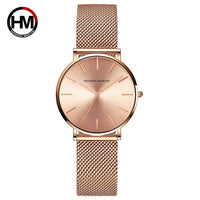 Hannah Martin Women Watch Top Brand Japan Quartz Movement 36mm Rose Gold Waterproof Fashionable Nordic Minimalist Ladies Watches