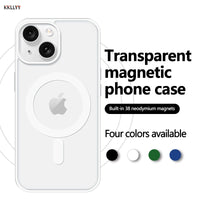 Magnetic Transparent Phone Case - Silicone Soft Edge + Acrylic Hard Back - Full Protection for iPhone 16/15/14/13/12/11 Pro Max