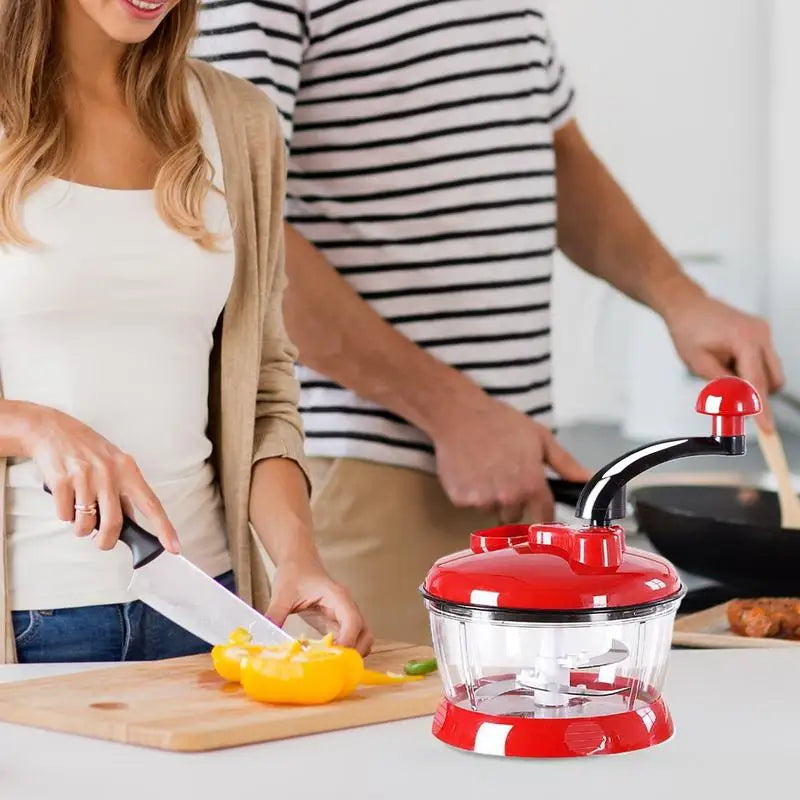 Manual Hand Chopper Large Capacity Vegetable Salad Chopper Portable Sturdy Onion Cutter Garlic Press Crusher for Kitchen Cooking