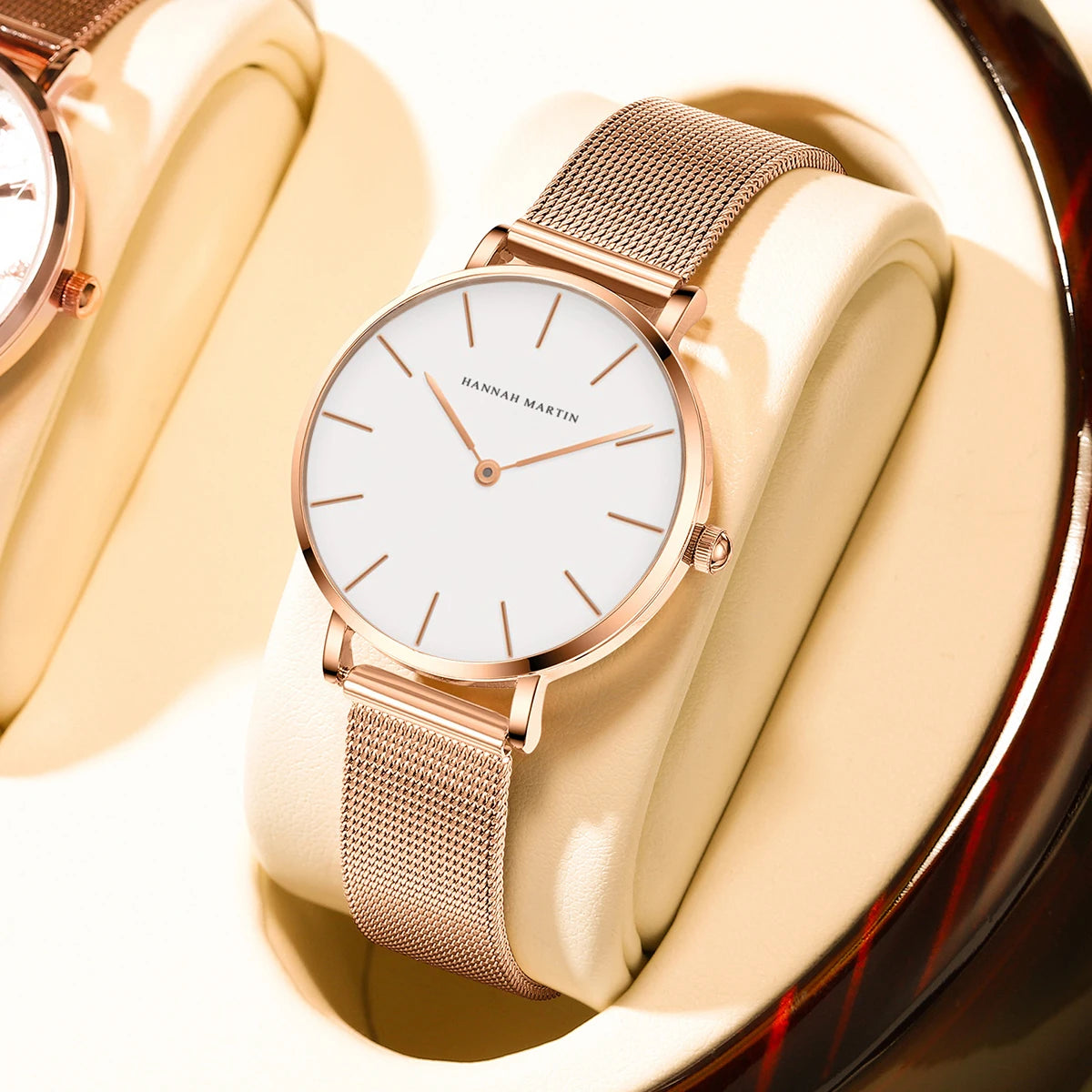 Hannah Martin Women Watch Top Brand Japan Quartz Movement 36mm Rose Gold Waterproof Fashionable Nordic Minimalist Ladies Watches