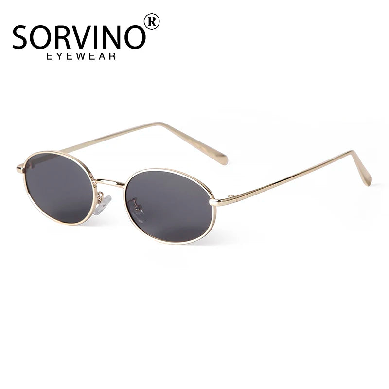 SORVINO Retro Small Oval Sunglasses Vintage for Men and Women Fashion Designer Unisex Sun Glasses 90s Street Style Eyeglasses