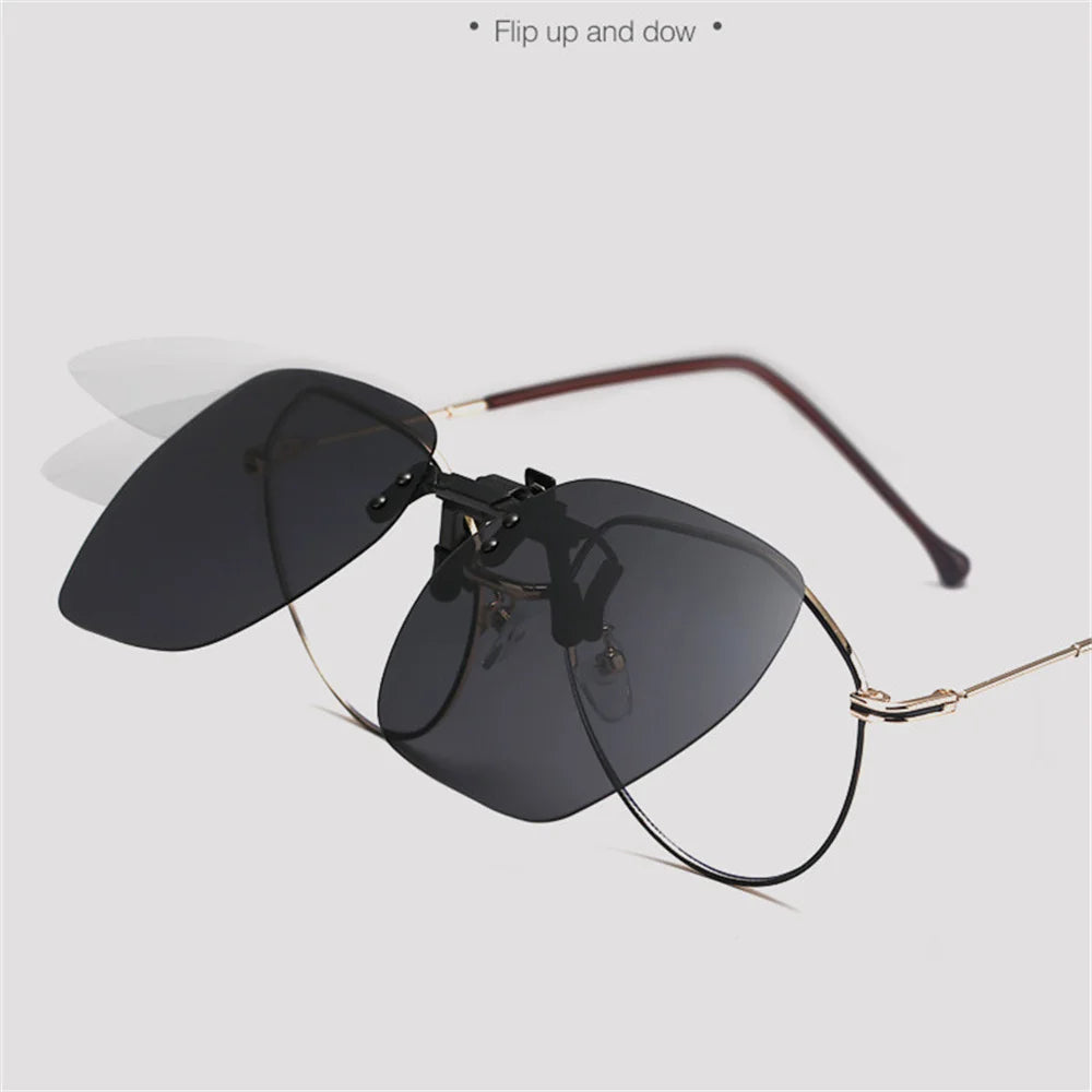 KLASSNUM Polarized Sunglasses Clip Men's Flip Up Clip on Glasses Square Frame Pilot Sun Glasses Women Driving Glasses Shades 1Pc