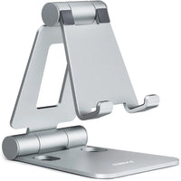 Dual Folding Cell Phone Stand, Fully Adjustable Foldable Desktop Phone Holder Cradle Dock Compatible with Phone 16 15 14 13 12