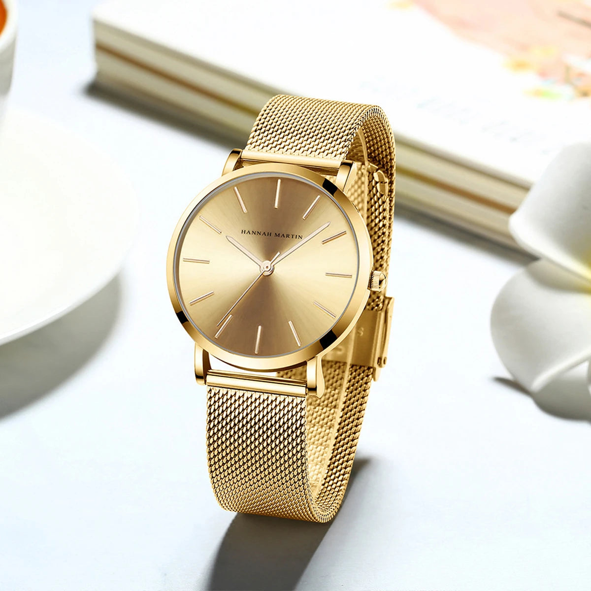 Hannah Martin Women Watch Top Brand Japan Quartz Movement 36mm Rose Gold Waterproof Fashionable Nordic Minimalist Ladies Watches