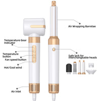 7 in 1 Professional Hair Dryer Brush 110,000 RPM Brushless Hot Air Volumizing Blow Dryer Brush Air Styling Curling Iron Wand