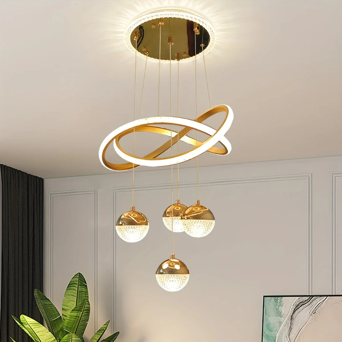 Modern LED Restaurant Lamp, Three-color Dimmable Light, Dining Room Chandelier, Apartment Living Room Clothing Store Bar Light