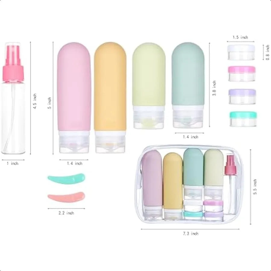 12 Pack Travel Bottles Set TSA Approved Leak Proof Silicone Squeezable Containers for Toiletries Conditioner Shampoo Lotion and