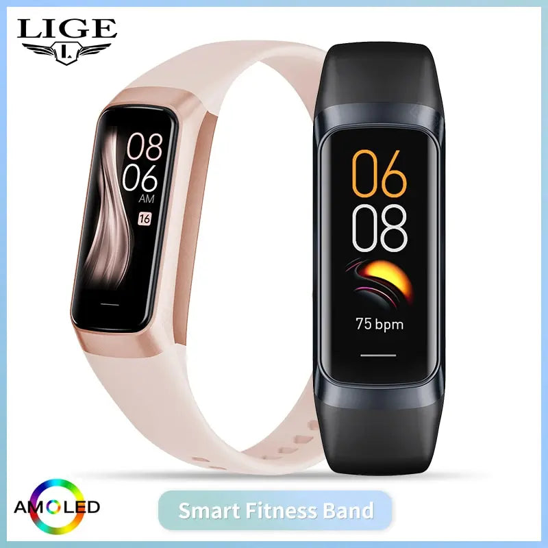 LIGE Amoled Smart Watch Men Smart Band Women Heart Rate Smartwartch Waterproof Smart Bracelet Sport Couple Smart Wristband 2025