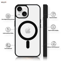 Magnetic Transparent Phone Case - Silicone Soft Edge + Acrylic Hard Back - Full Protection for iPhone 16/15/14/13/12/11 Pro Max