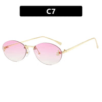 Rimless Retro Oval Sunglasses Cat Eye Sun Glasses Frameless F Letter UV400 Punk Sunglass Men Shade Driving Eyewear Gafas De Sol