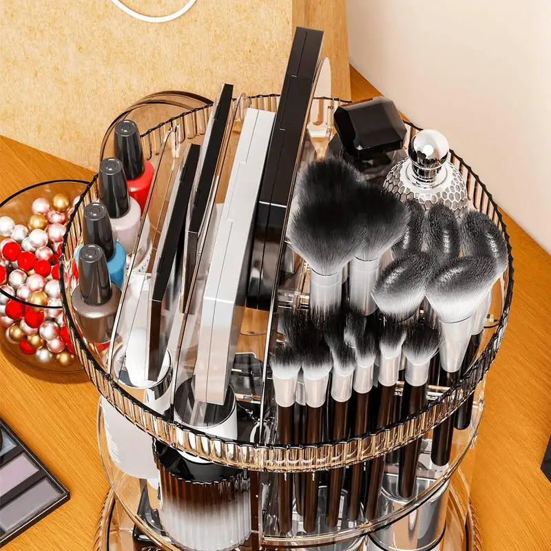Rotating Makeup Organizer 6 Layers Acrylic Transparent Skincare Organizer 360 Degree Rotatable Make up Holder Large Capacity