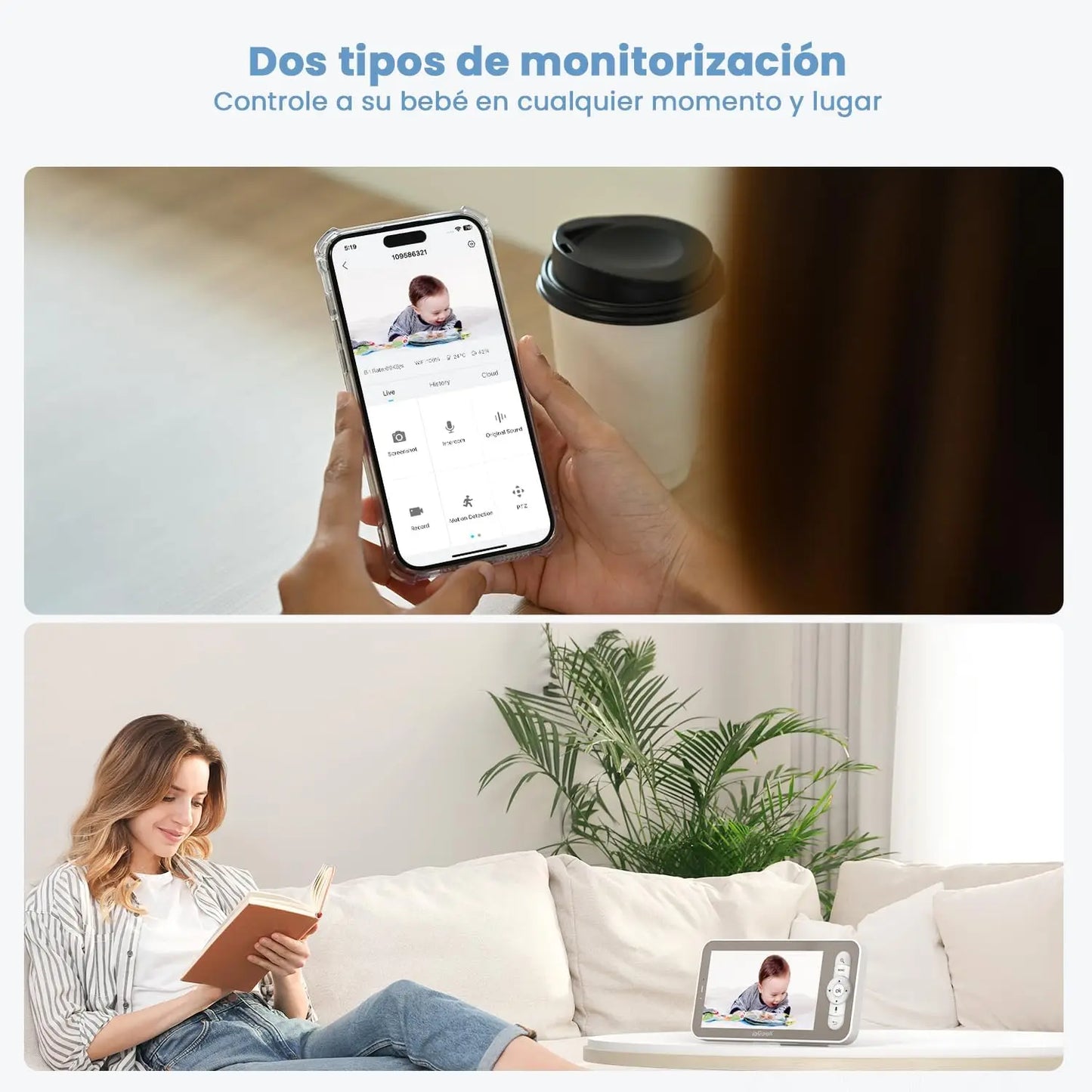 ieGeek 2K Baby Monitor, 5 inch WiFi Video Baby Camera, 2 Way Audio, Motion & Cry Detection, Temperature & Humidity Sensor