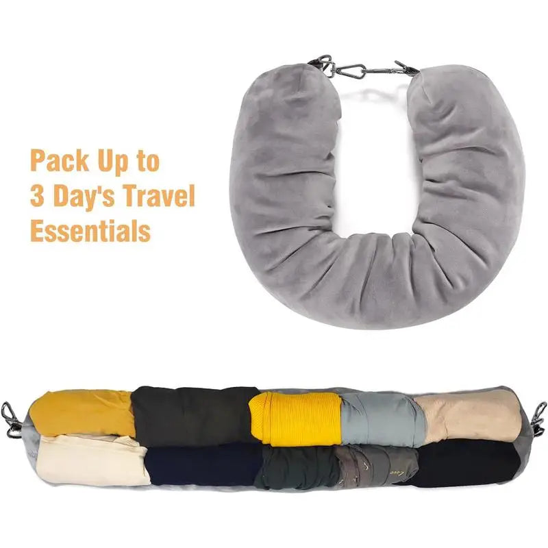Fillable Neck Pillows For Travel Velvet Soft Neck Pillowcase Clothes Packable Lightweight Portable U Shaped Pillow for car