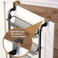 Over The Door Organizer, Metal Behind Door Hanging Storage Organizer Shelf With Adjustable Basket, Door Hanging Organizer