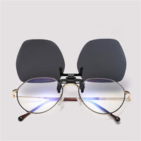 KLASSNUM Polarized Sunglasses Clip Men's Flip Up Clip on Glasses Square Frame Pilot Sun Glasses Women Driving Glasses Shades 1Pc
