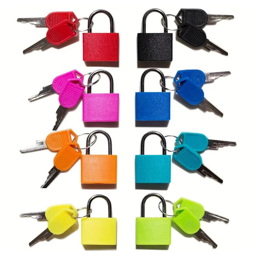 8pcs Mini Padlock Zinc Alloy Colorful Travel Anti-Theft Lock Plastic Case Drawer Luggage Padlock for School Dormitory Gym Locker