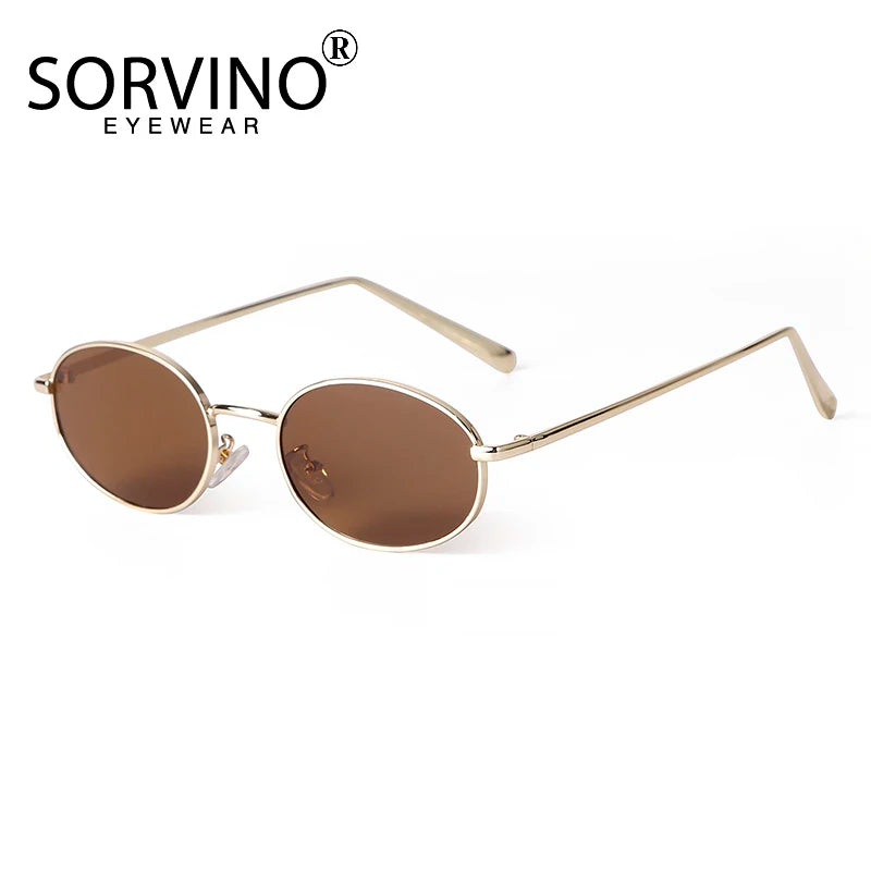 SORVINO Retro Small Oval Sunglasses Vintage for Men and Women Fashion Designer Unisex Sun Glasses 90s Street Style Eyeglasses
