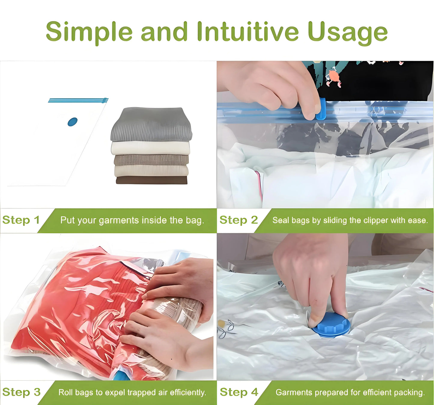 Vacuum Storage Bags, Vacuum Sealing Bags Clothes Organizer, Compression Pack Bag Fit Clothing Bedding - Travel Vacuum Bags
