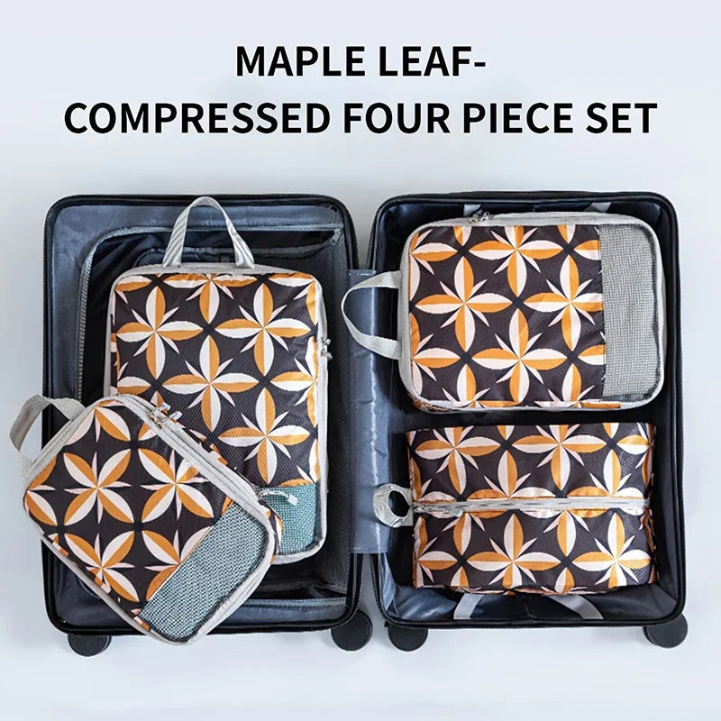4pcs Compression Storage Bag Large Capacity Foldable Packing Cubes Washable Expandable Luggage Storage Bags Set