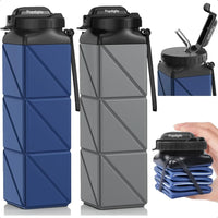 2pcs Collapsible Water Bottles 20.6oz Foldable Water Bottle BPA Free Reusable Lightweight LeakProof Travel Silicone Water Bottl
