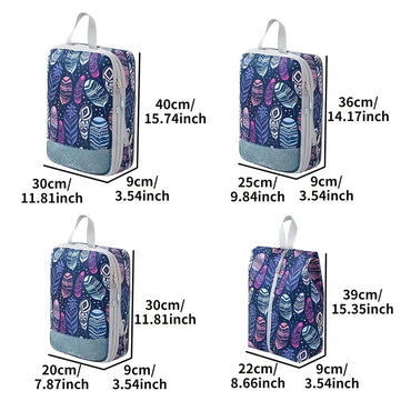 4pcs Compression Storage Bag Large Capacity Foldable Packing Cubes Washable Expandable Luggage Storage Bags Set